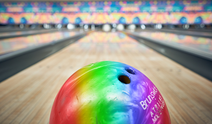 Rainbow bowling ball for Gay Pride Month