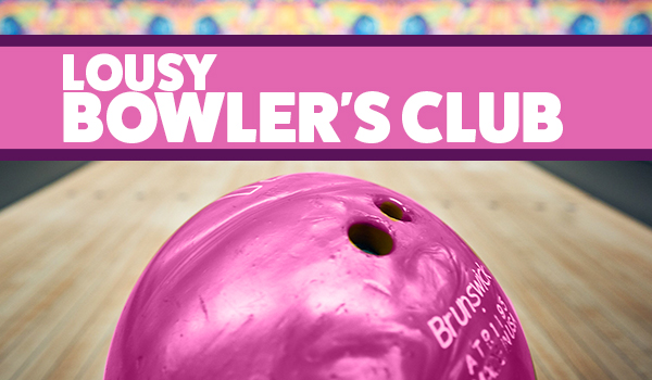 Club title: Lousy Bowler's club above a Bowling ball
